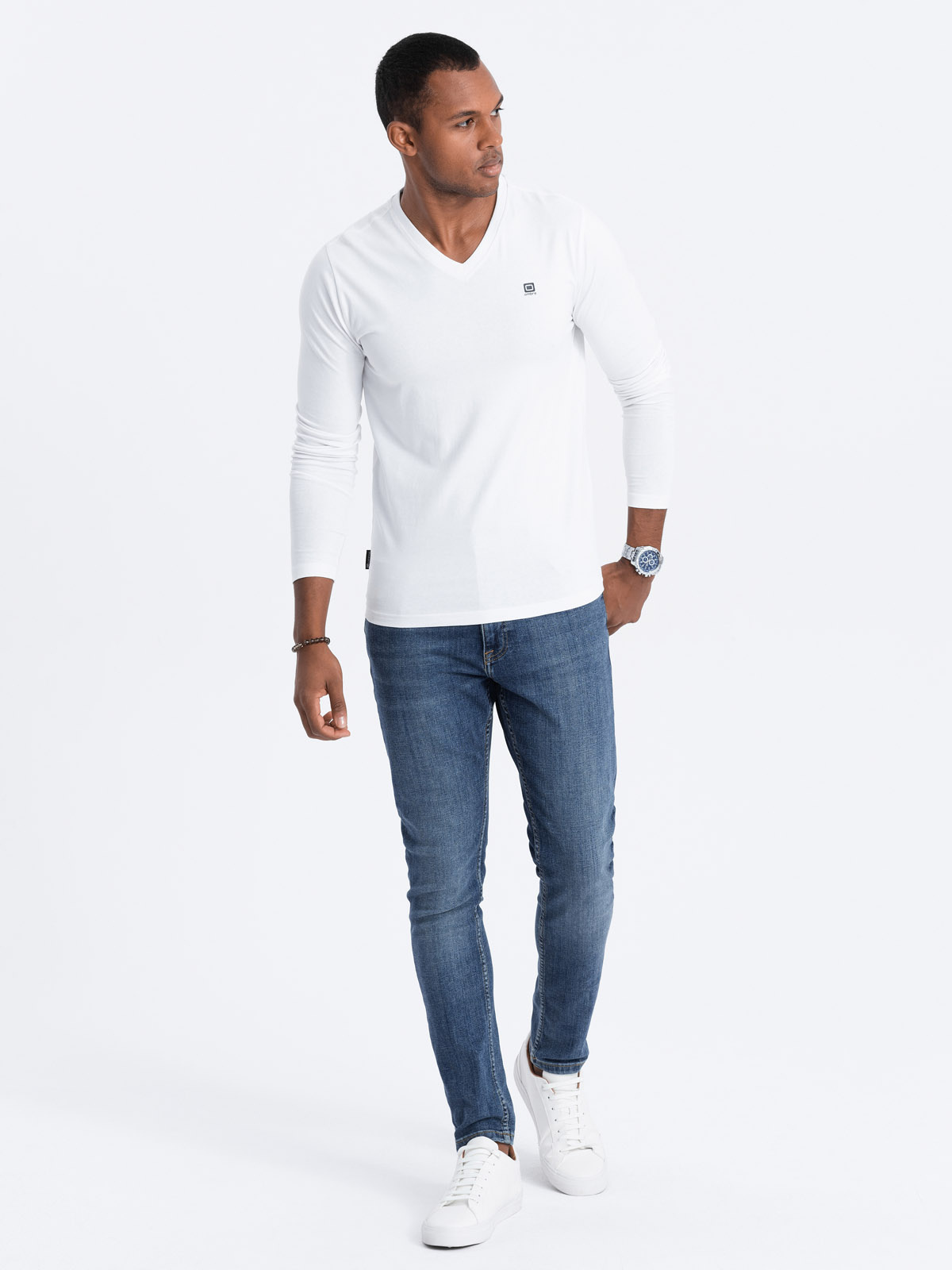 Meeste pikkade varrukatega V-kaelusega särk Ombre Clothing - Image 4