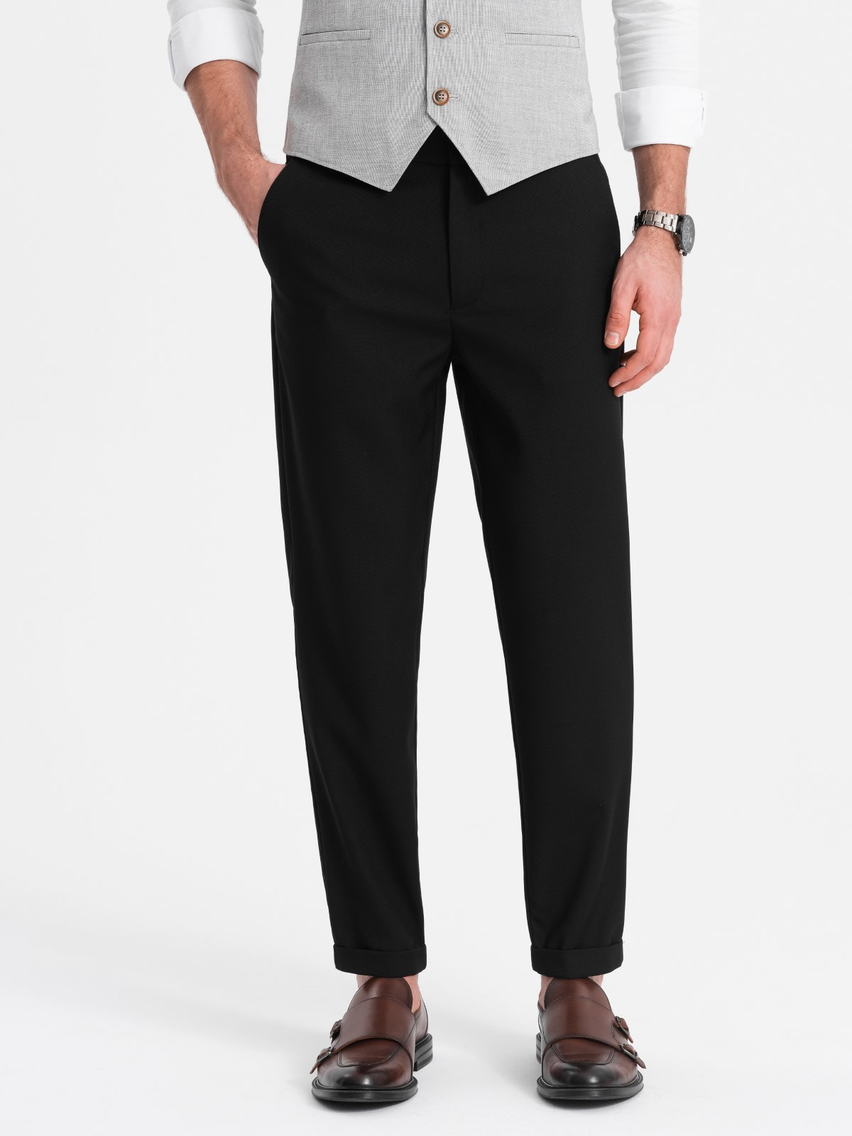 Elastse vöökohaga meeste chino-püksid Ombre Clothing - Image 31
