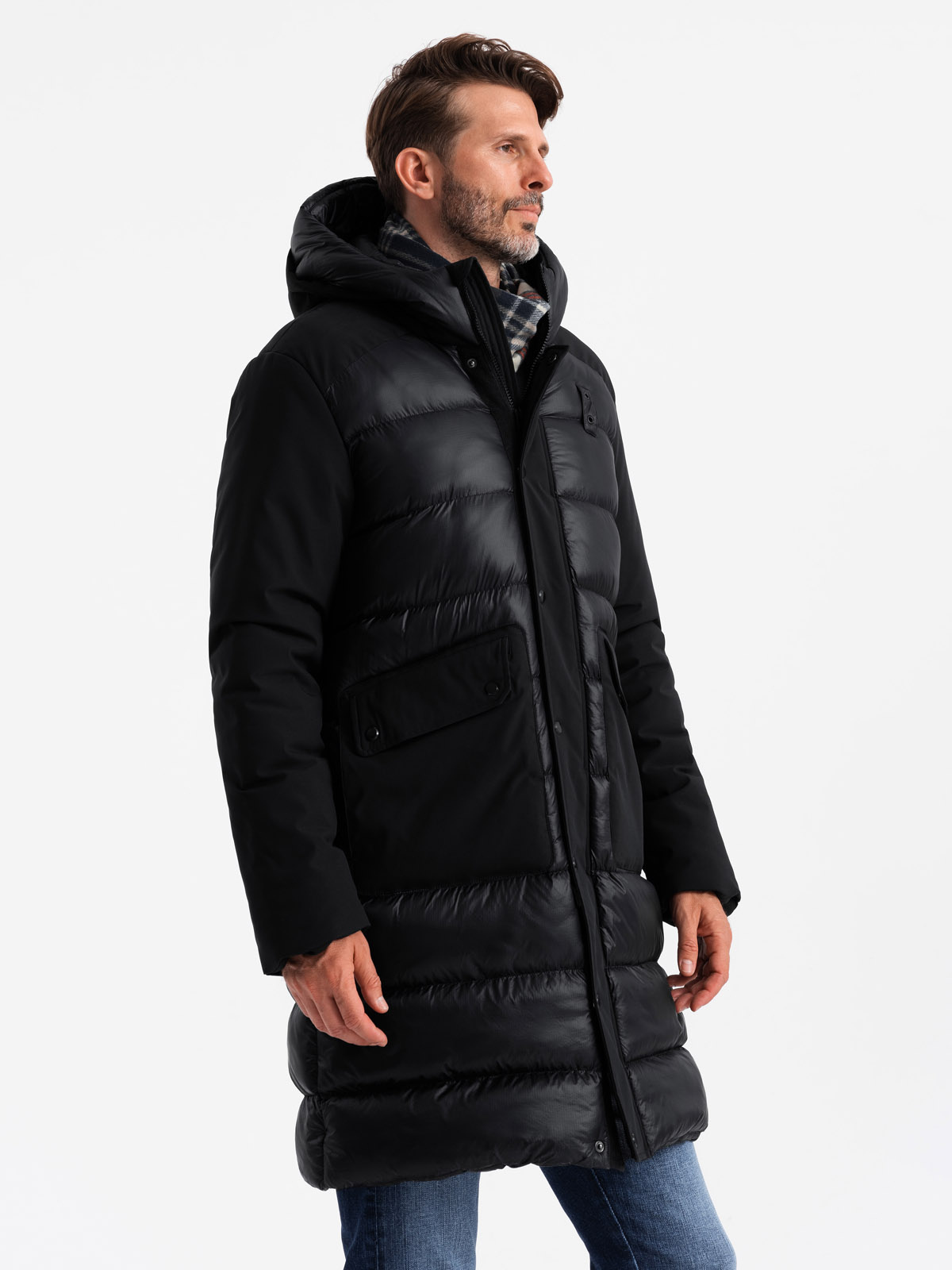 Meeste pikem tepitud talvejope kapuutsiga Ombre Clothing - Image 1