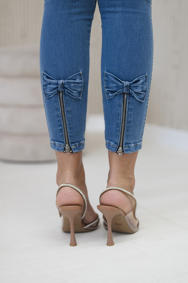 Kesi naiste jeggings-tüüpi teksapüksid lipsukestega - Image 4
