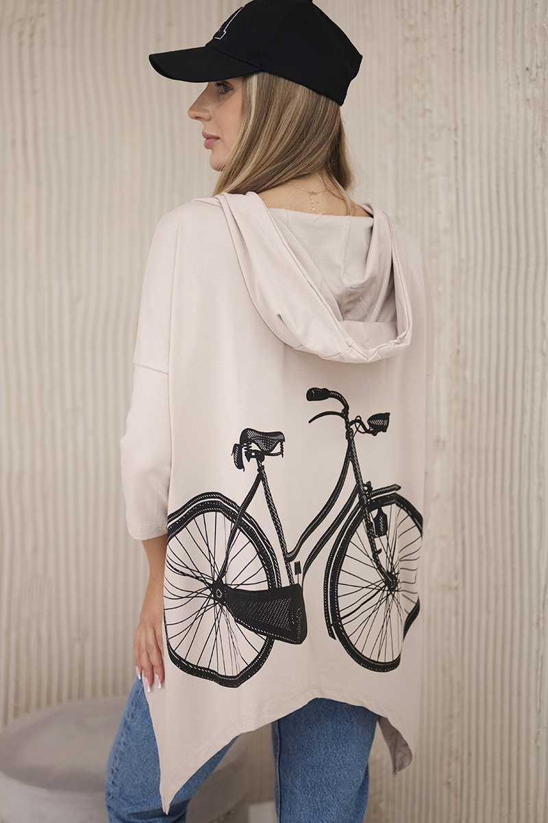 Naiste kapuutsiga pusa jalgratta trükiga - Image 1
