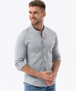 Meeste pikkade varrukatega püstkraega särk Ombre Clothing