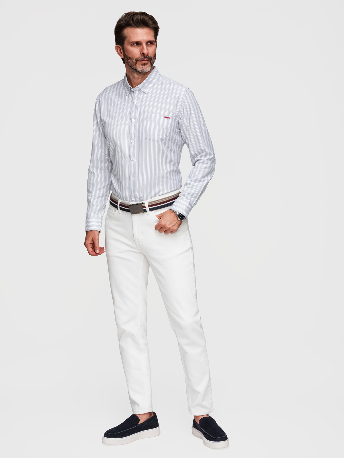 Meeste triibuline pikkade käistega triiksärk Ombre Clothing - Image 3