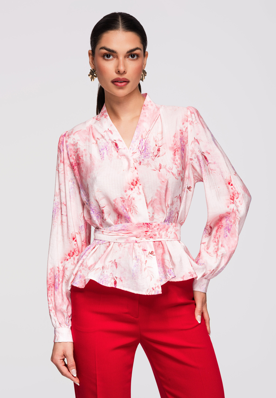 Larica seotava vöö ja peplum-alläärega naiste pluus - Image 1