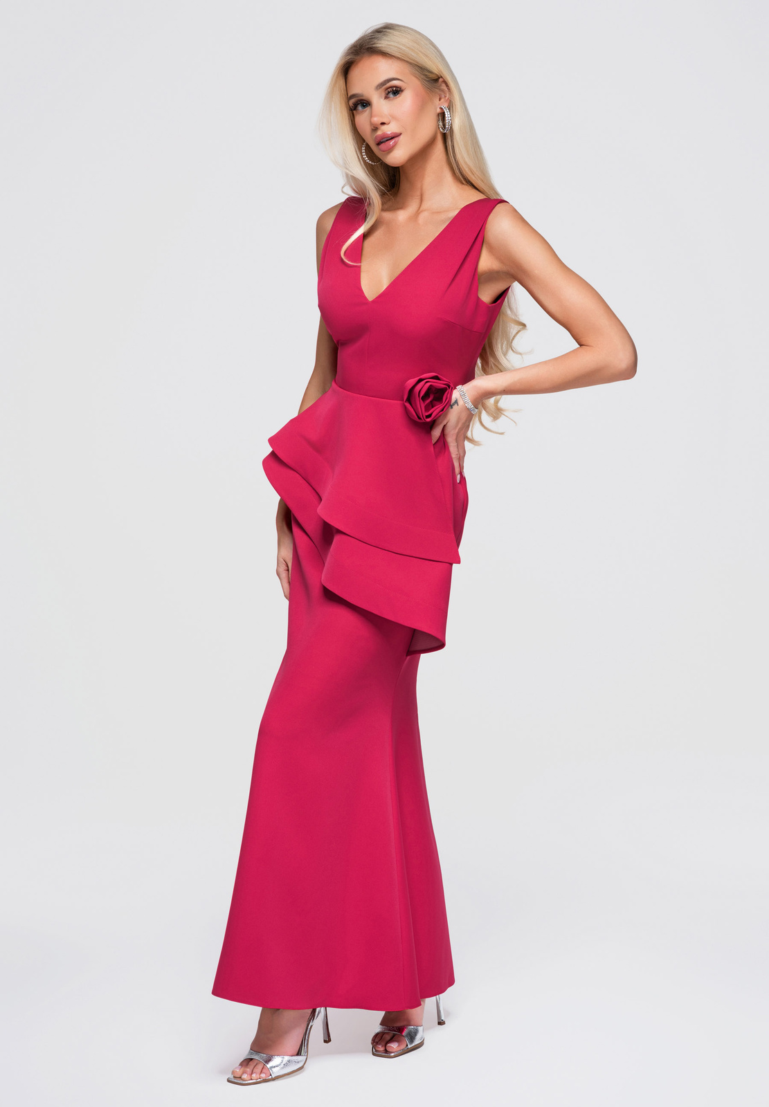 Larica naiste maani ulatuv peplum-detailiga maksikleit - Image 2