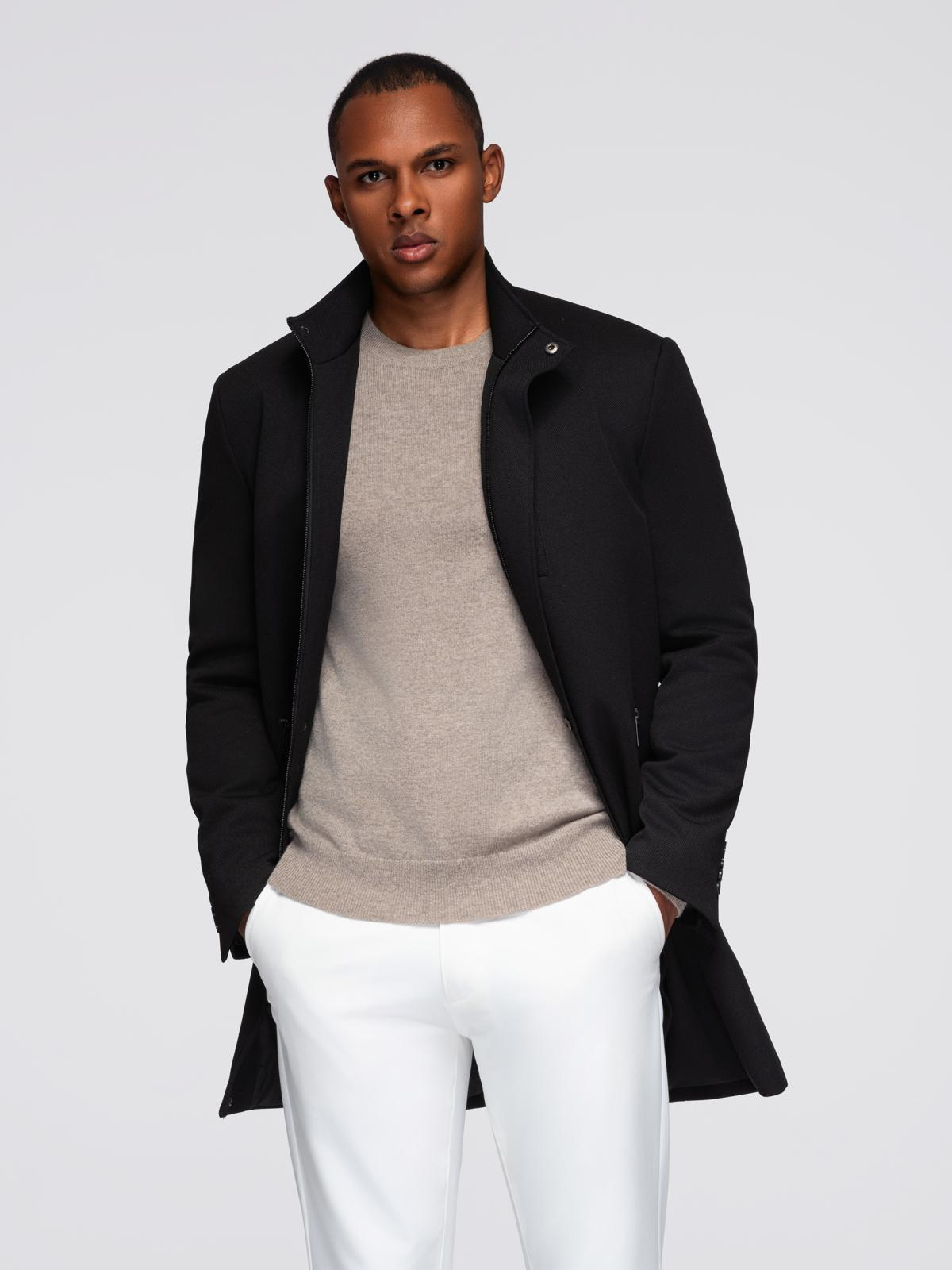 Meeste mantel püstkrae ja peidetud nööpkinnitusega Ombre Clothing - Image 5