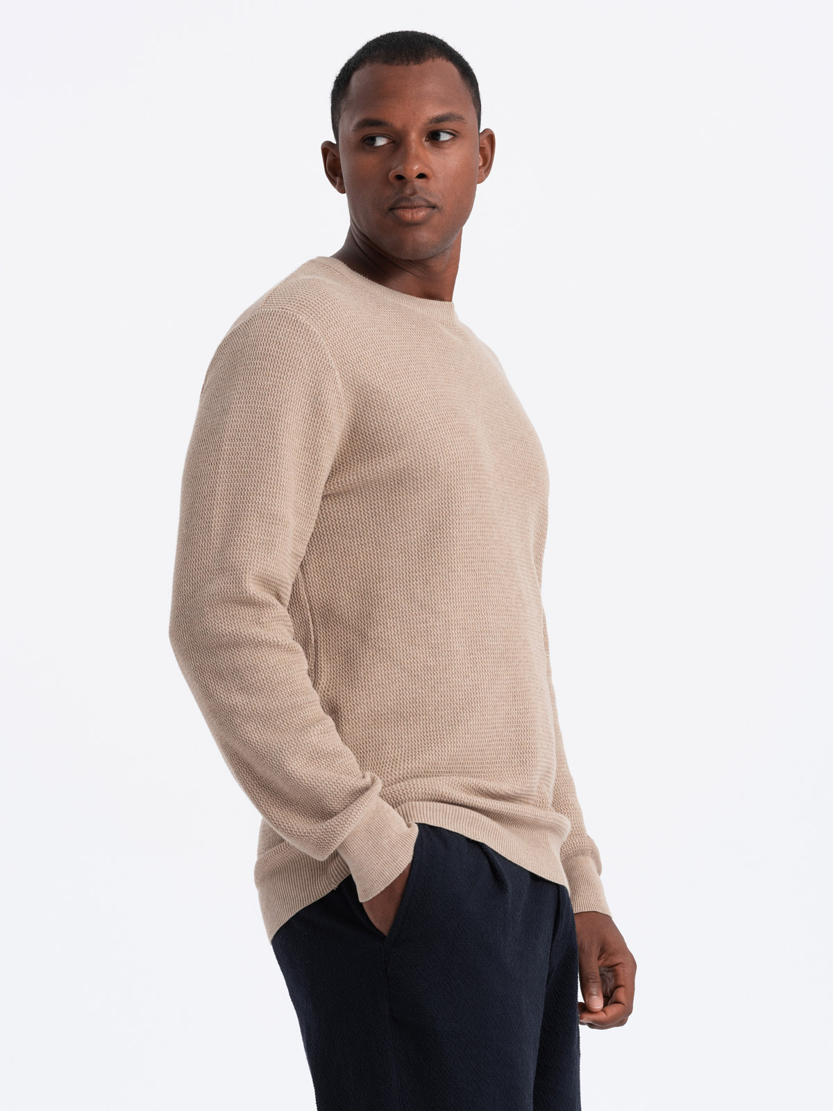Ombre Clothing meeste kootud kampsun ümara kaelusega - Image 11