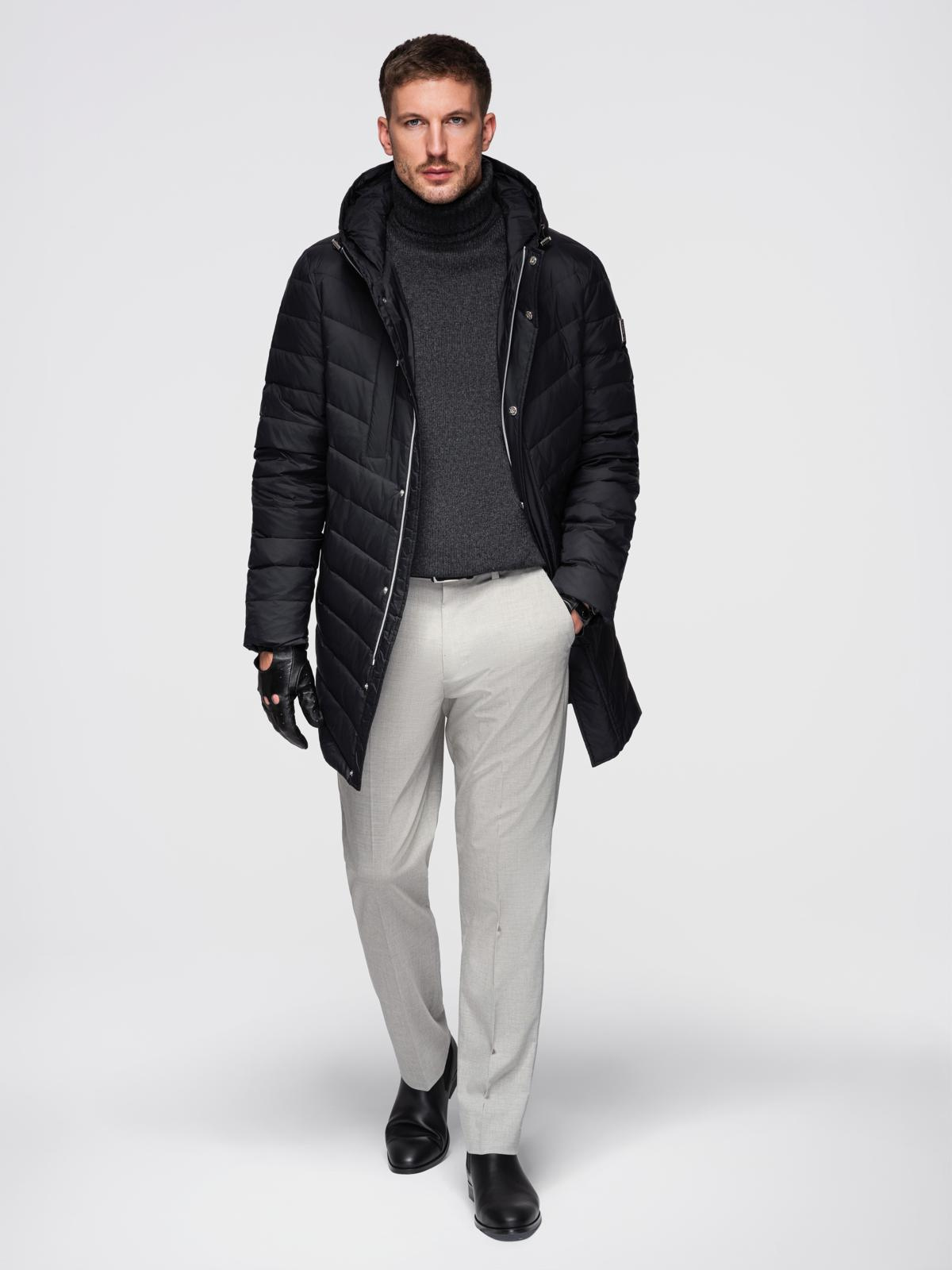 Meeste tepitud kapuutsiga pikem jope Ombre Clothing - Image 4