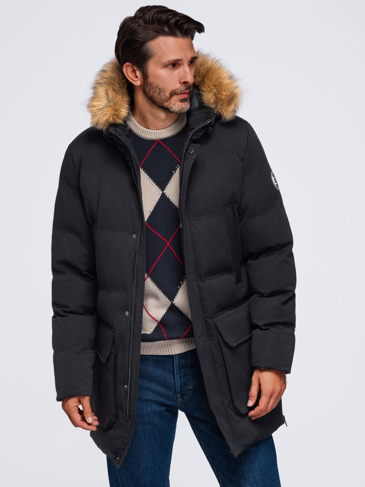 Ombre Clothing pikendatud tegumoega meeste talveparka kapuutsiga - Image 13