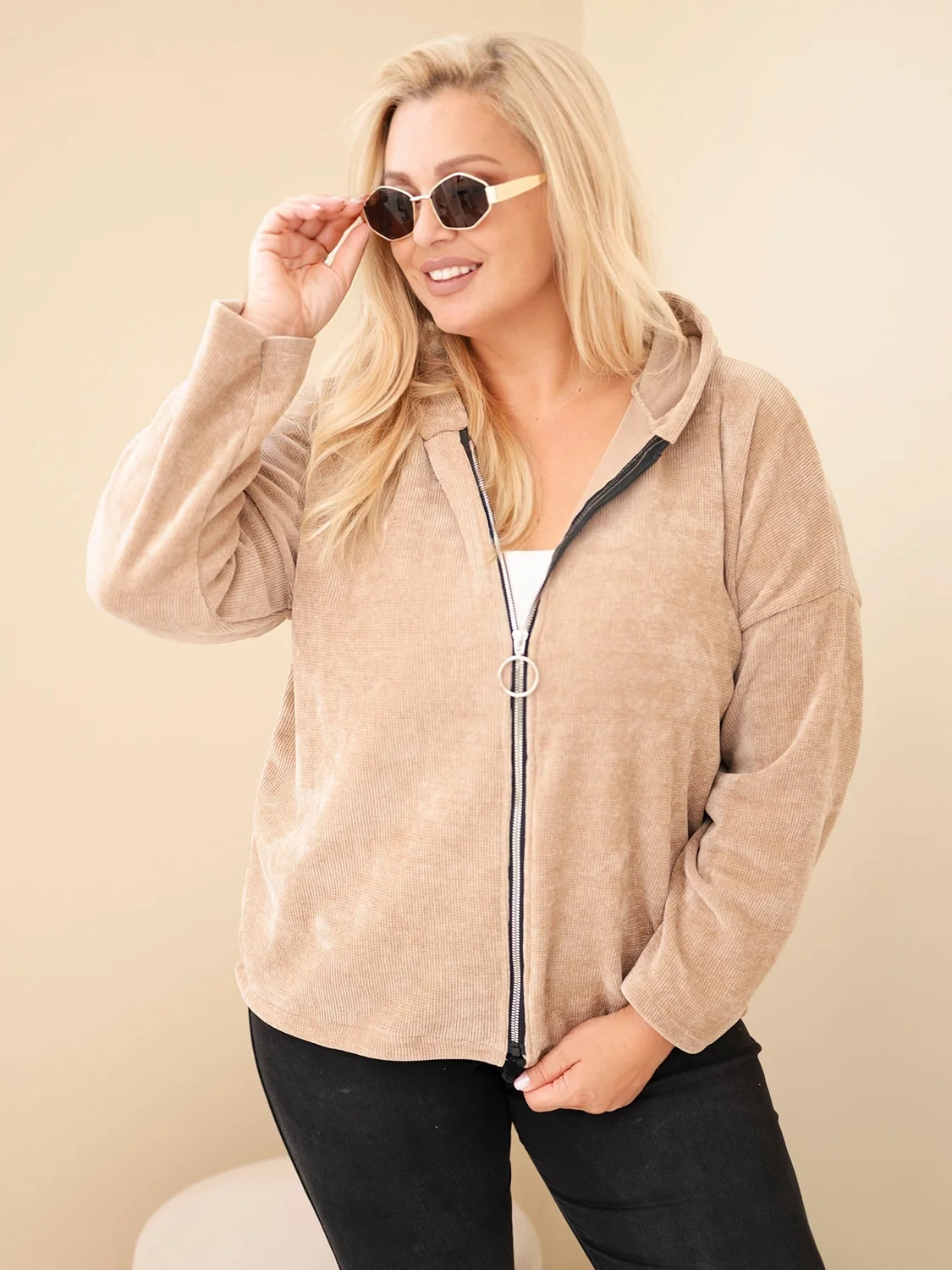Naiste sametine lukuga kapuutsiga pusa Kesi Plus Size - Image 76