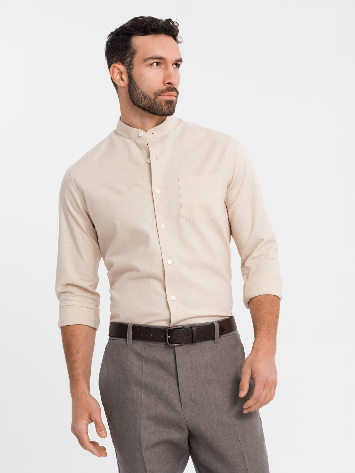 Meeste linane püstkraega triiksärk Ombre Regular Fit - Image 28