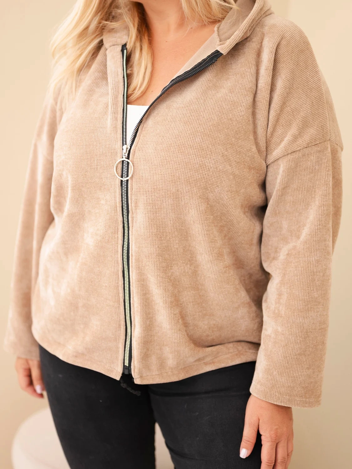 Naiste sametine lukuga kapuutsiga pusa Kesi Plus Size - Image 79