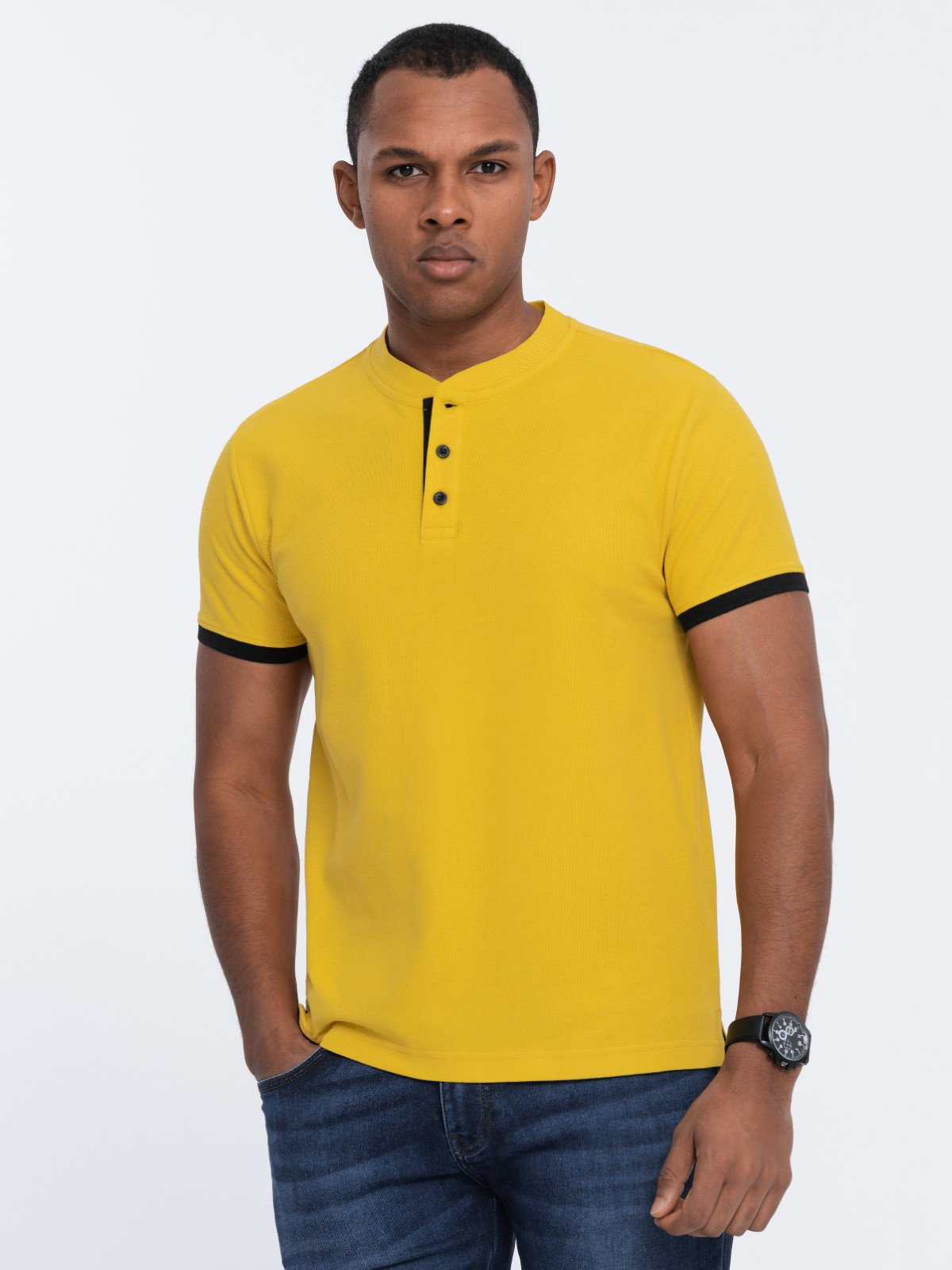 Meeste püstkrae ja nööpidega polosärk Ombre Clothing - Image 121