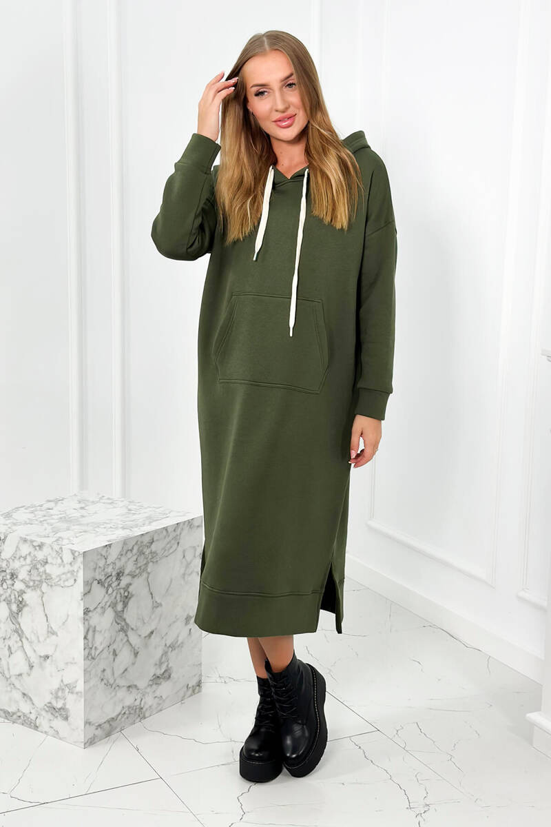Pikk kapuutsi ja kängurutaskuga dresskleit - Image 18