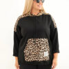 Plus Size naiste viskoosist kapuutsiga pusa pantrümustriga detailidega - Thumbnail Image 5