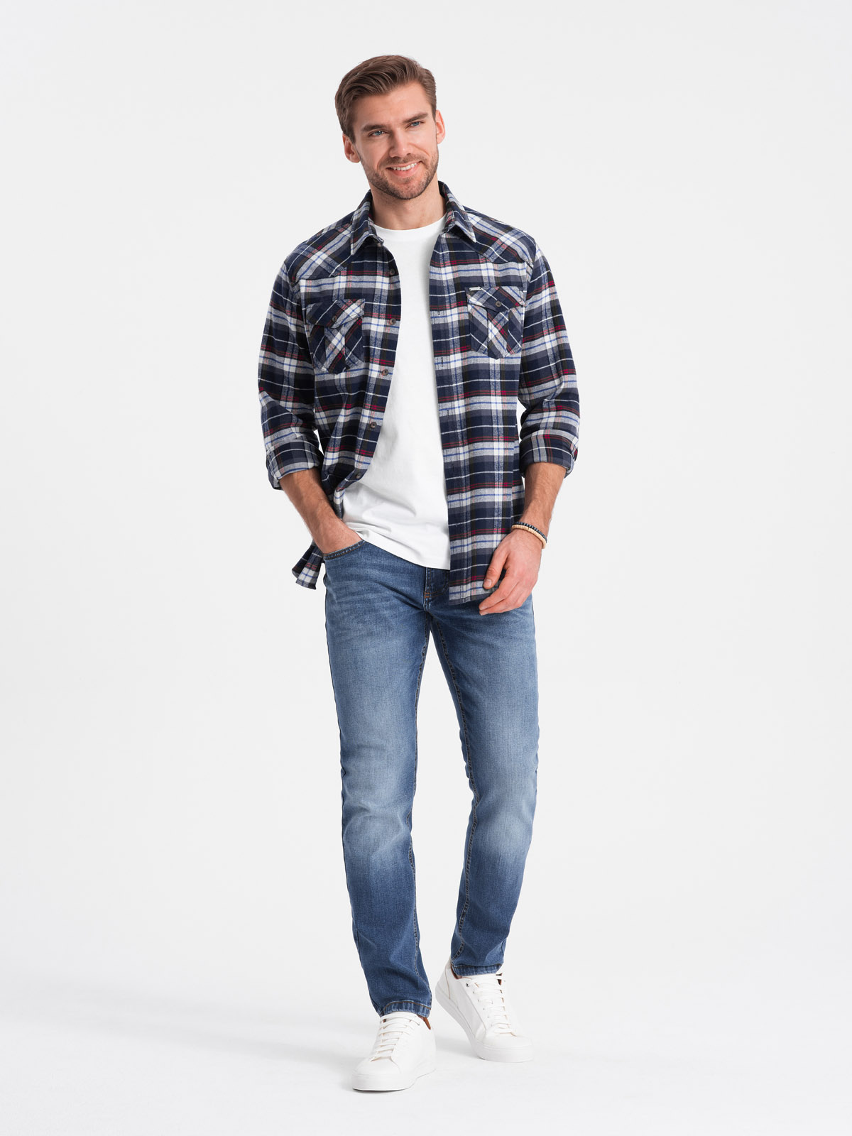 Ombre meeste ruuduline flanellsärk rinnataskutega - Image 10
