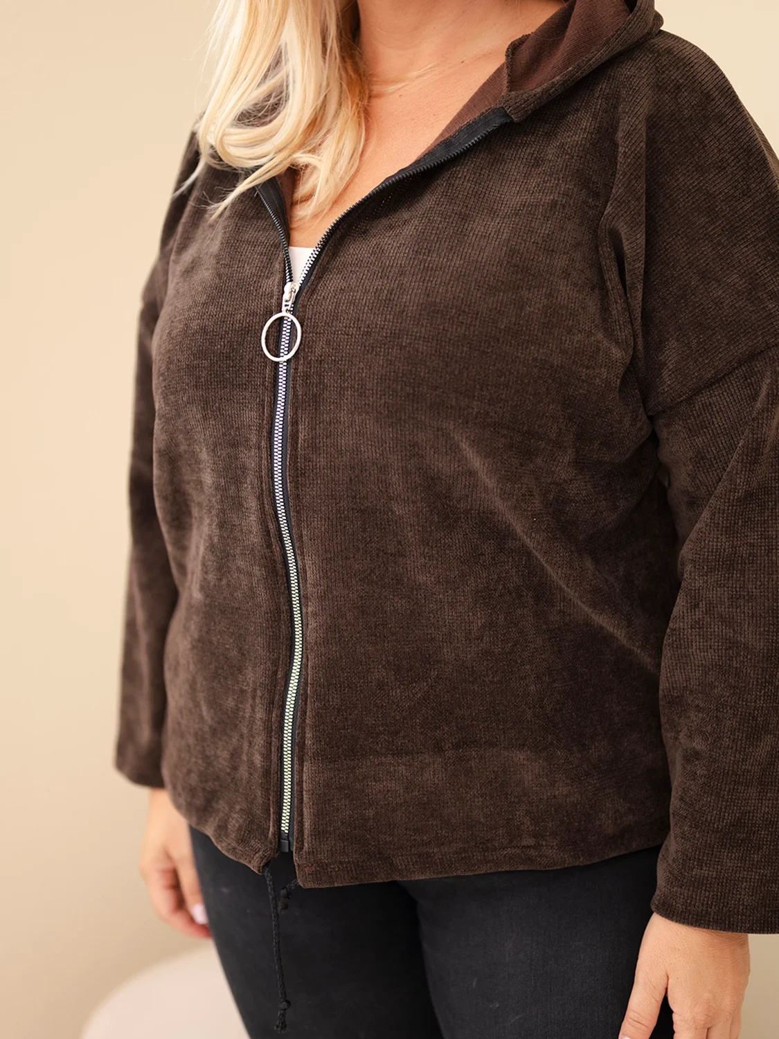 Naiste sametine lukuga kapuutsiga pusa Kesi Plus Size - Image 43