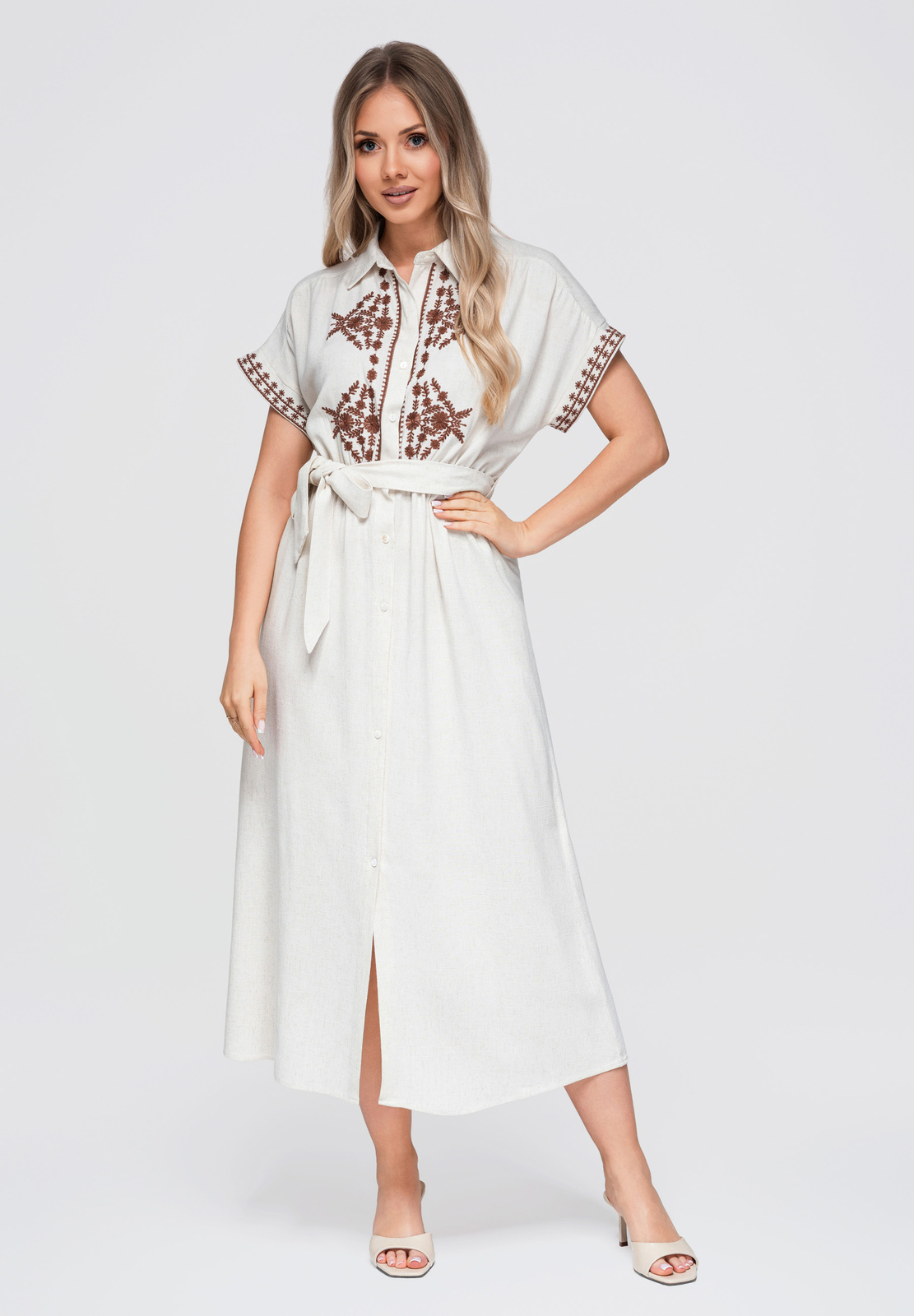 Ombre Clothing linasegune tikandiga midikleit - Image 1