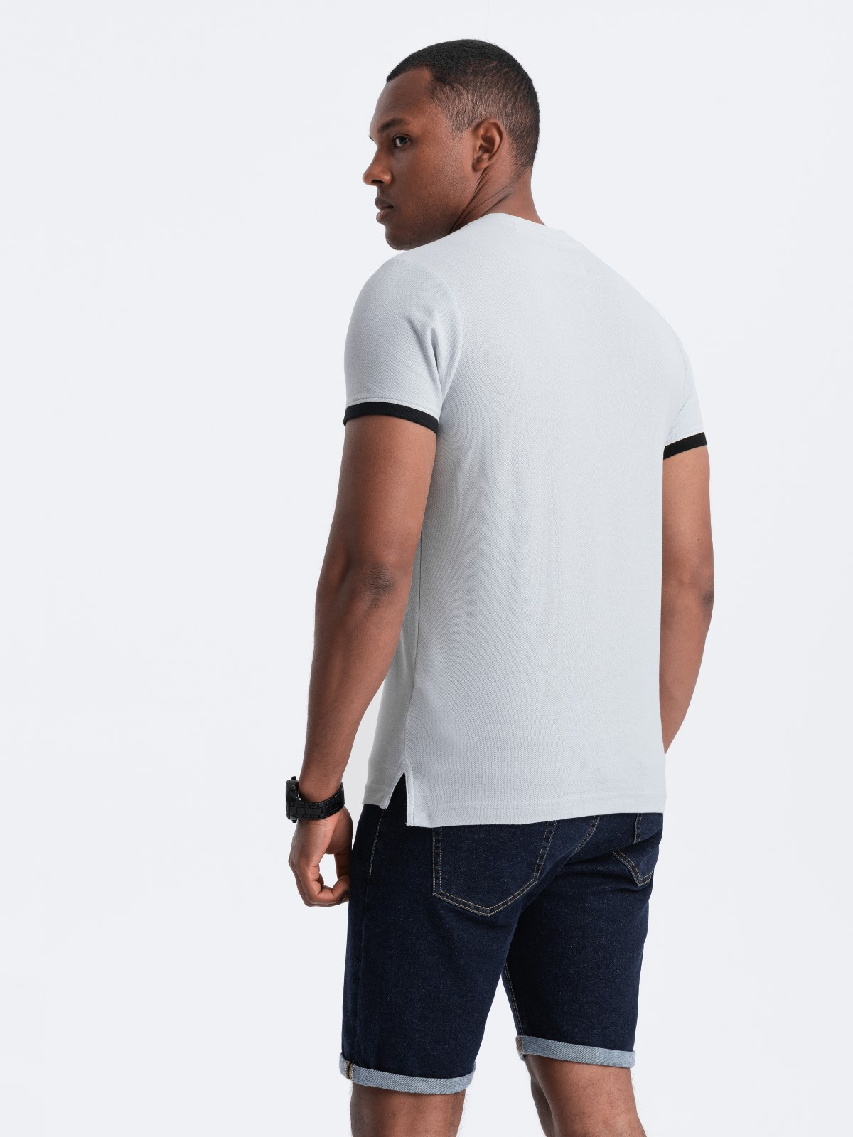 Meeste püstkrae ja nööpidega polosärk Ombre Clothing - Image 131