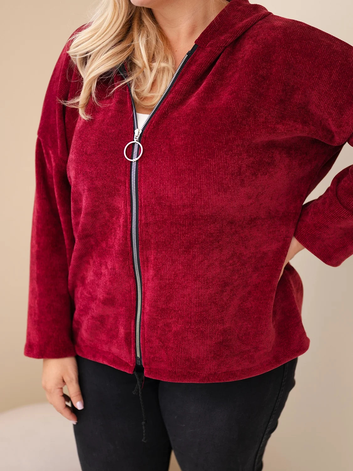 Naiste sametine lukuga kapuutsiga pusa Kesi Plus Size - Image 71