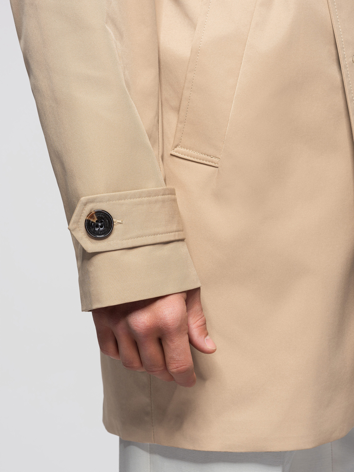 Elegantne kaherealine meeste SLIM FIT trenšmantel vööga - beež V1 OM-COLC-0146 - Image 6