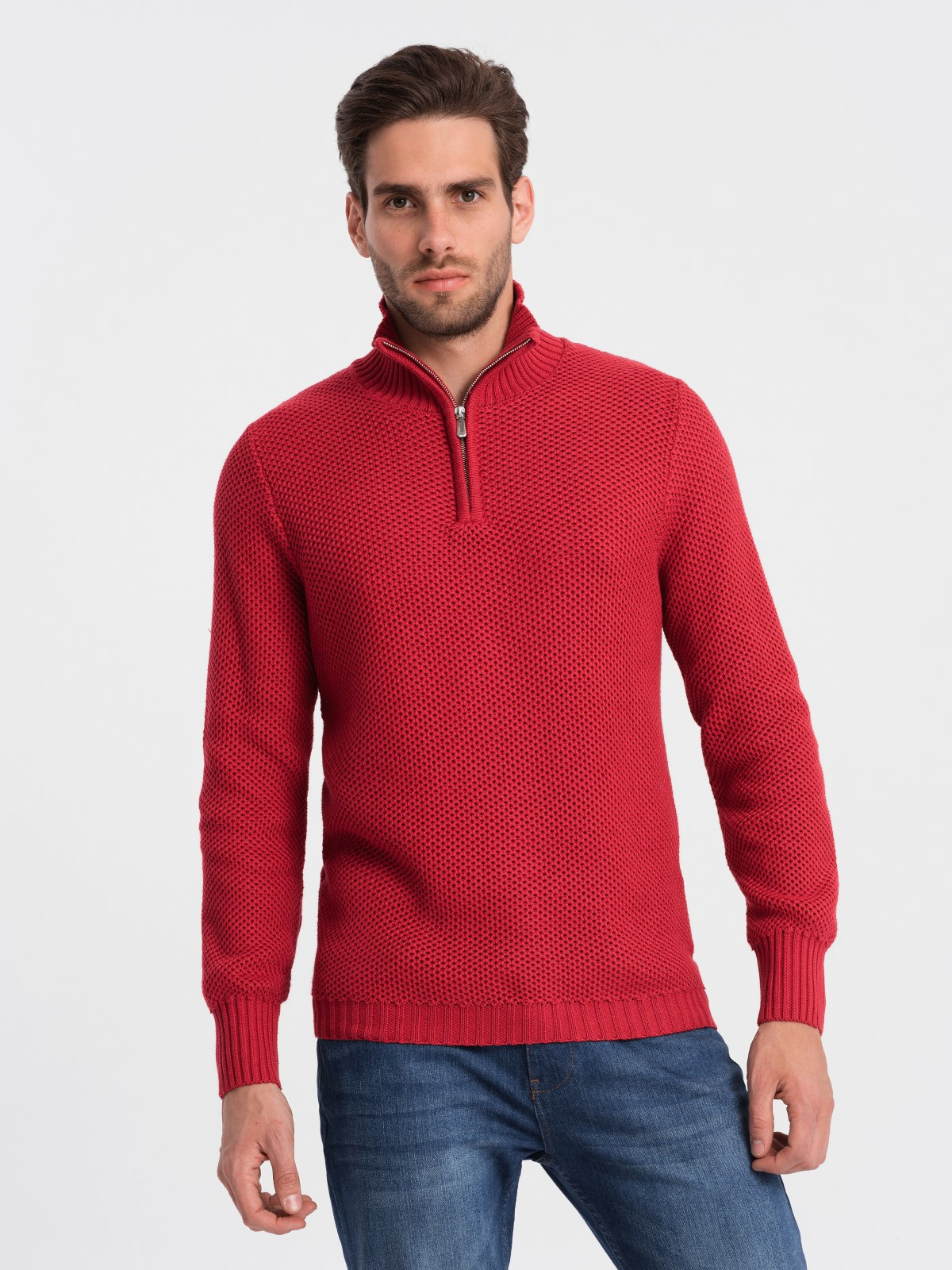 Meeste kootud kampsun püstkrae ja tõmblukuga Ombre Clothing - Image 8