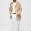 Elegantne kaherealine meeste SLIM FIT trenšmantel vööga - beež V1 OM-COLC-0146 - Thumbnail Image 1