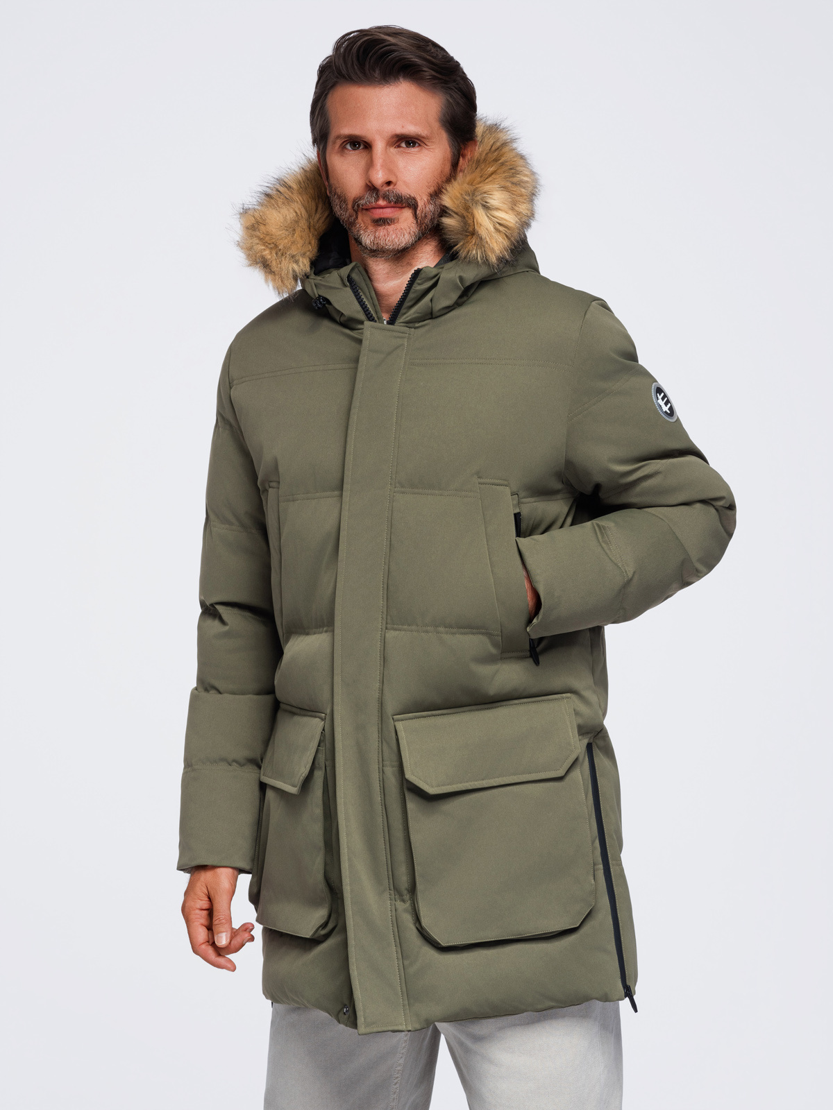 Ombre Clothing pikendatud tegumoega meeste talveparka kapuutsiga - Image 21