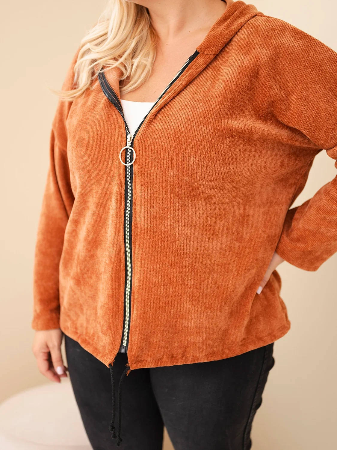 Naiste sametine lukuga kapuutsiga pusa Kesi Plus Size - Image 75
