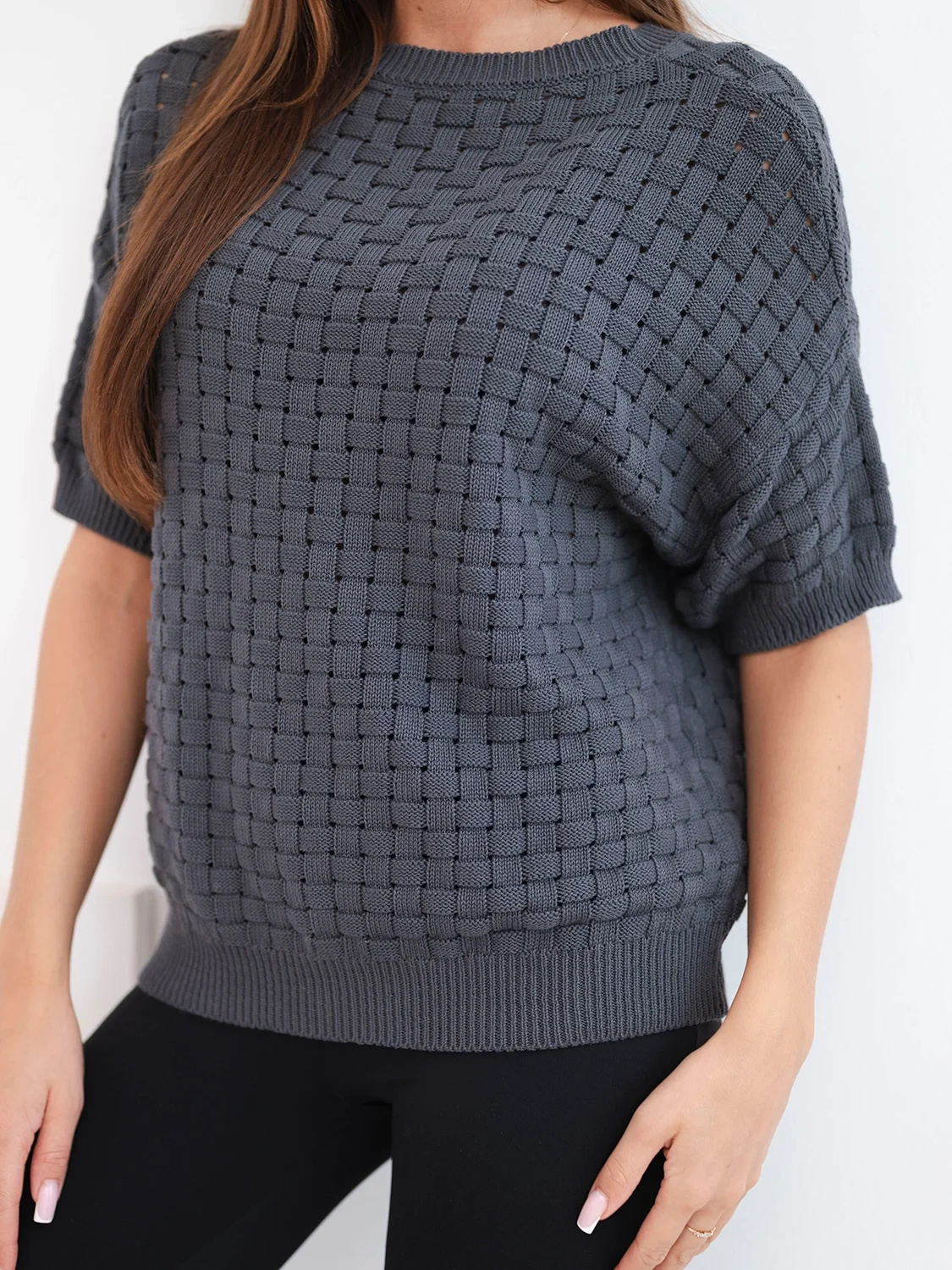 Naiste lühikeste varrukatega puuvillane kootud kampsun Kesi - Image 2