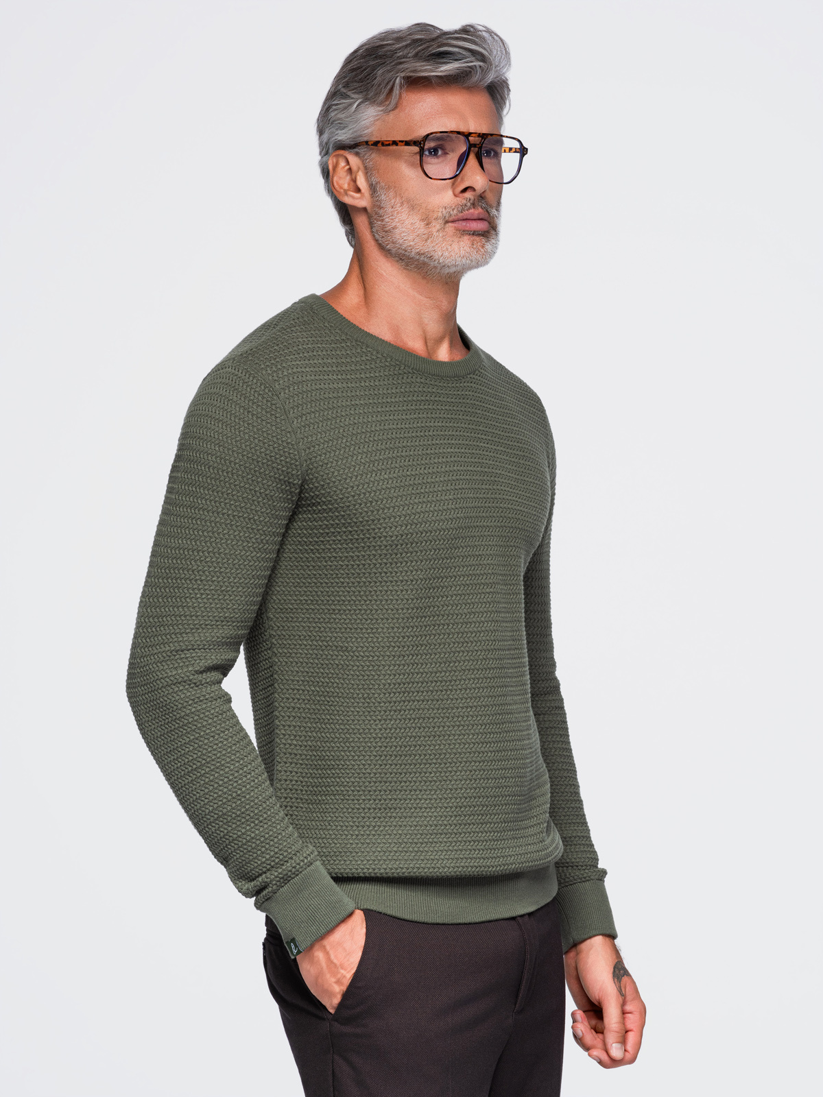 Meeste kampsun Ombre Clothing tekstuursest puuvillatrikotaažist - Image 4