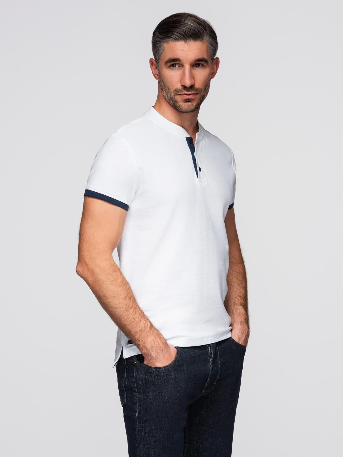 Meeste püstkrae ja nööpidega polosärk Ombre Clothing - Image 141