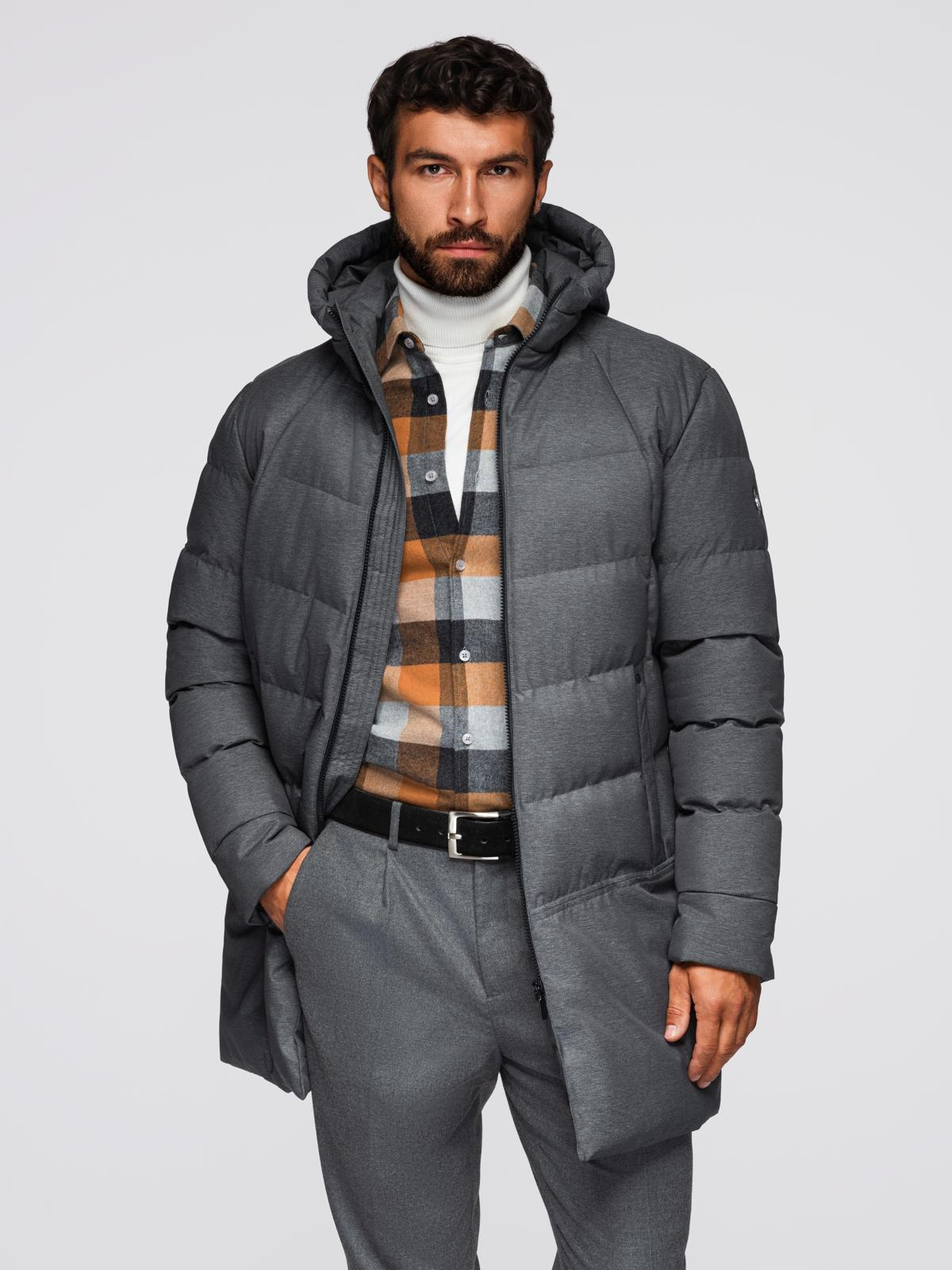 Ombre Clothing meeste kapuutsiga tepitud pikem jope - Image 12
