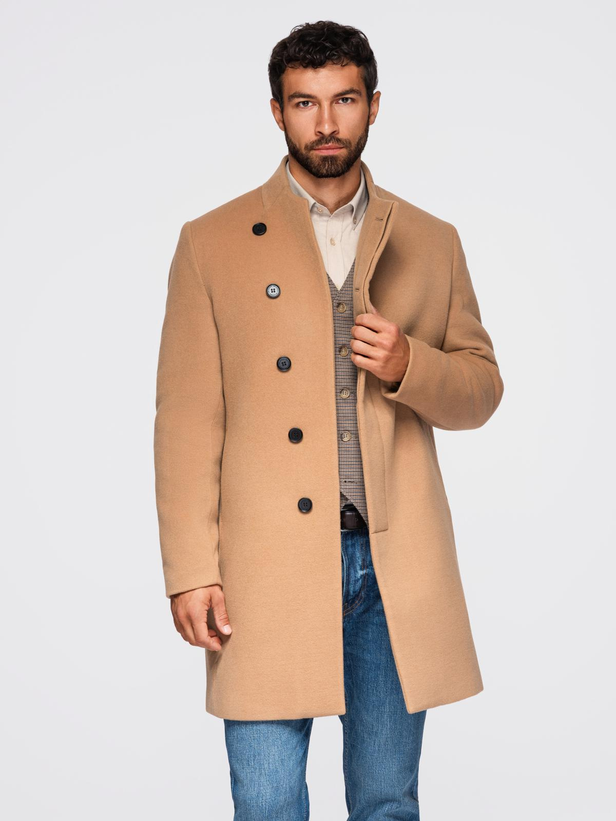 Ombre Clothing meeste poolpikk mantel püstkrae ja nööpidega - Image 31