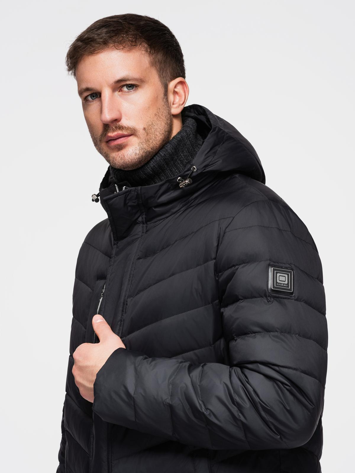 Meeste tepitud kapuutsiga pikem jope Ombre Clothing - Image 2
