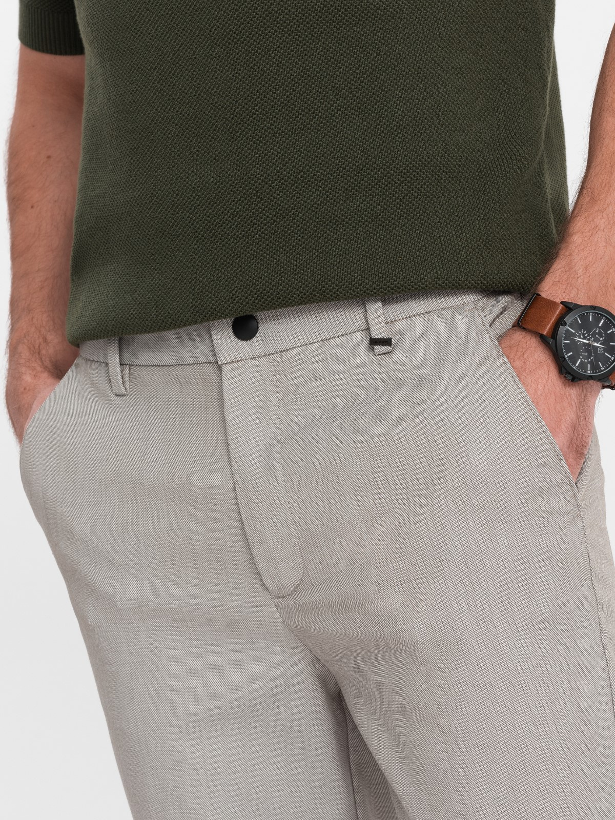 Elastse vöökohaga meeste chino-püksid Ombre Clothing - Image 39