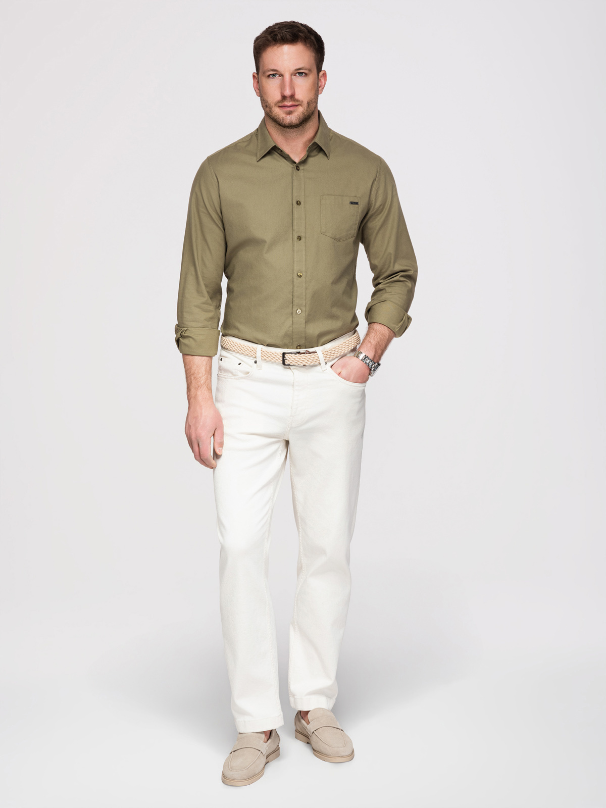 Meeste puuvillane triiksärk taskuga regular fit Ombre Clothing - Image 15