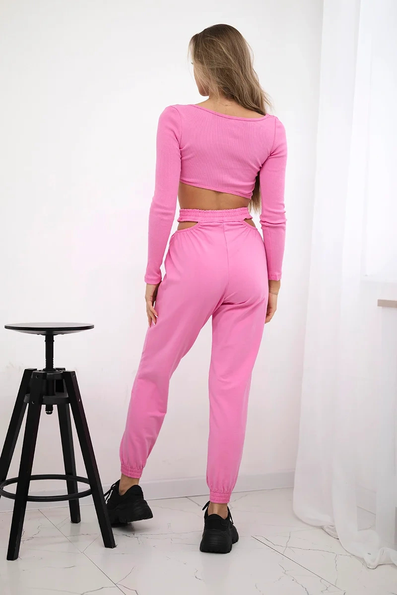 Naiste kaheosaline komplekt crop-top pluusi ja pükstega - Image 3