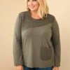 Naiste plus-size puuvillane pikkade varrukatega pusa pitsdetailiga - Thumbnail Image 28