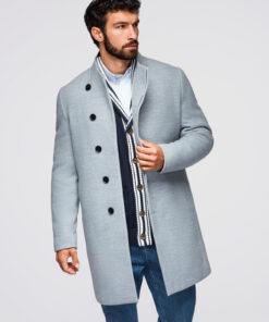 Ombre Clothing meeste poolpikk mantel püstkrae ja nööpidega
