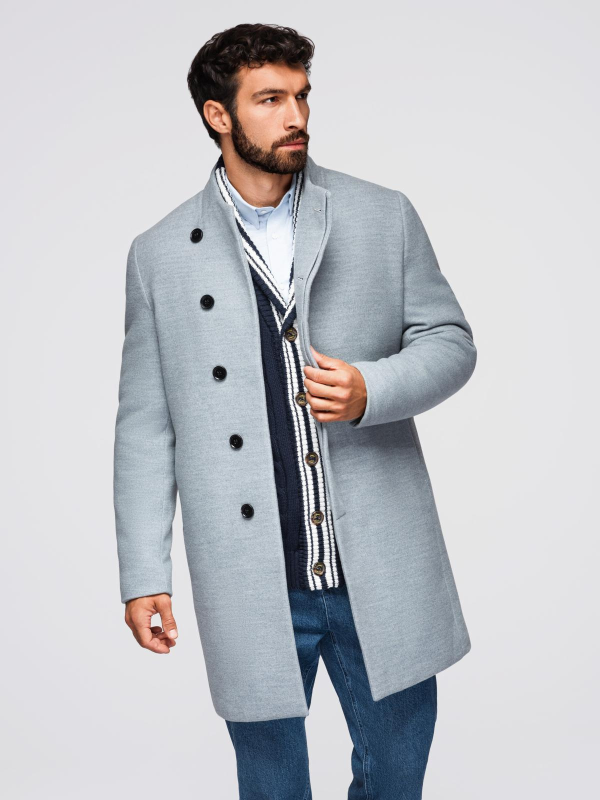 Ombre Clothing meeste poolpikk mantel püstkrae ja nööpidega - Image 1