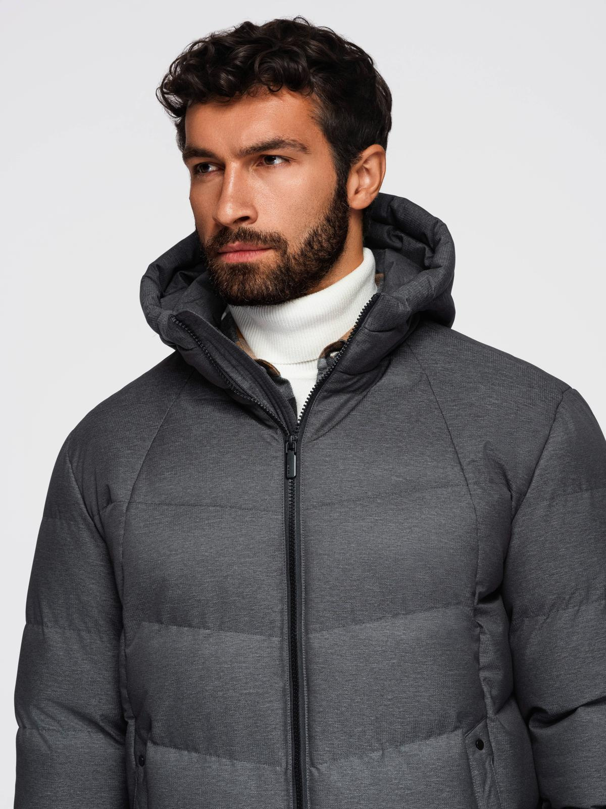 Ombre Clothing meeste kapuutsiga tepitud pikem jope - Image 13