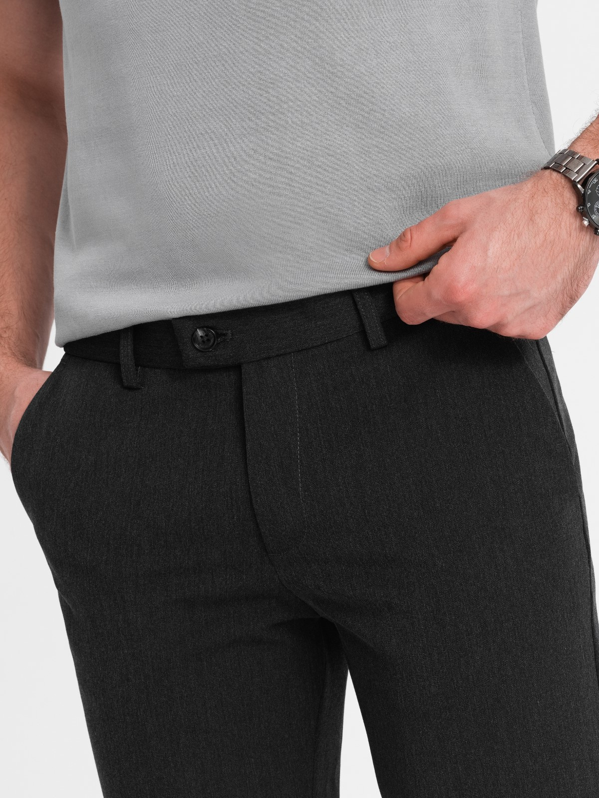 elegantsed klassikalise lõikega meeste chino püksid - helehall v1 om-pacp-0191 - Image 13