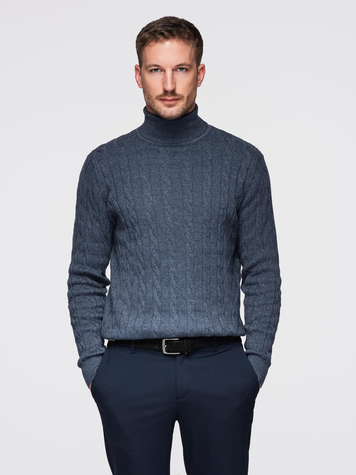 Meeste palmikkoes kootud rullkaelusega kampsun Ombre Clothing - Image 9