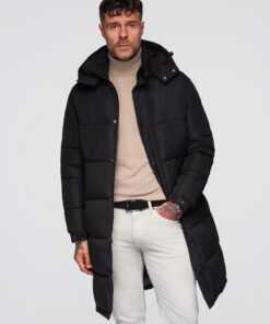 Meeste tepitud pikem talvejope kapuutsiga Ombre Clothing