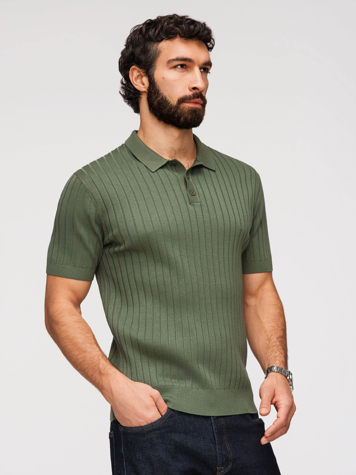 Meeste vertikaalse soonikkoega polosärk Ombre Clothing - Image 25