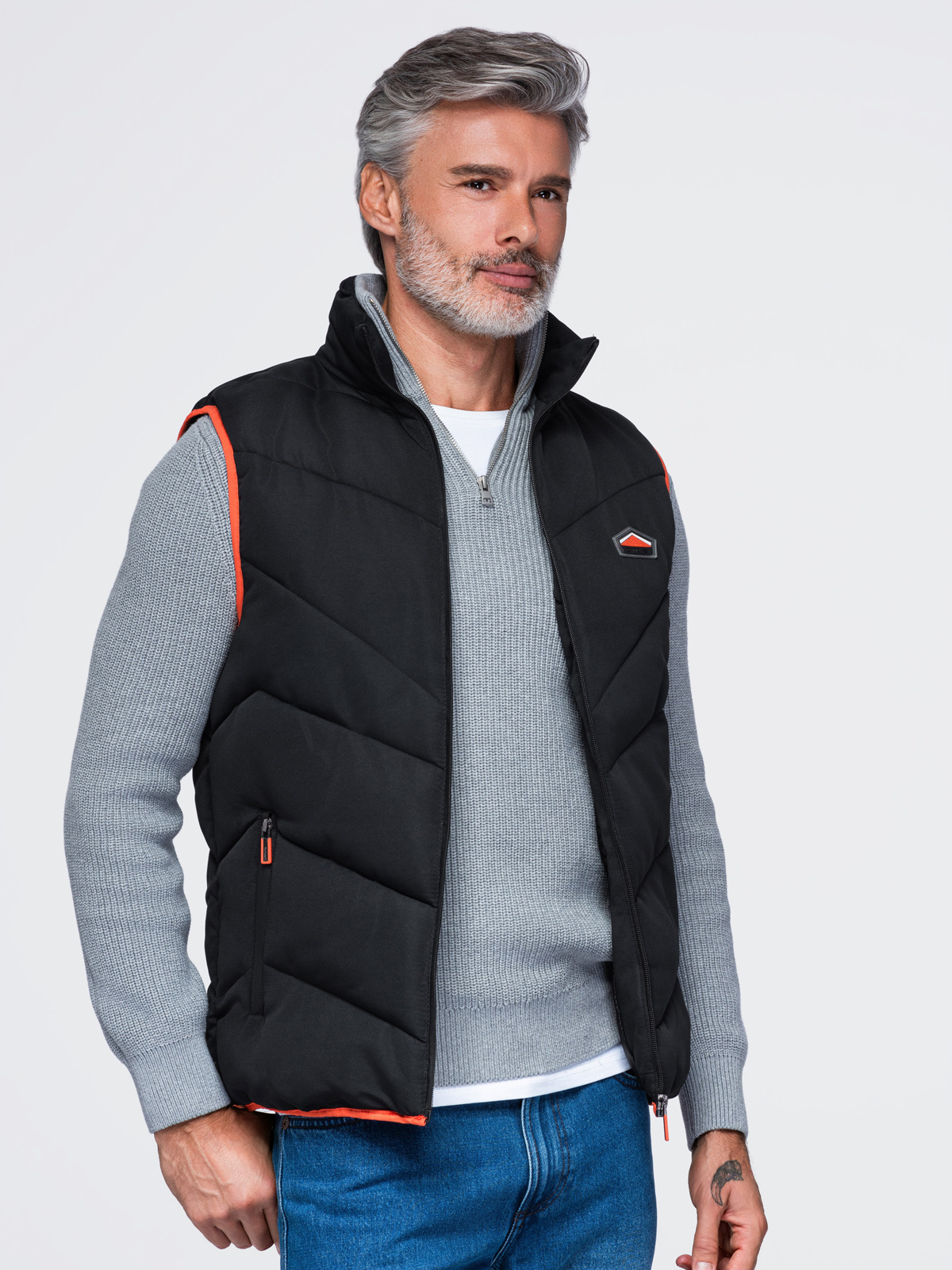 Meeste tepitud vest püstkrae ja tõmblukuga taskutega Ombre Clothing - Image 14