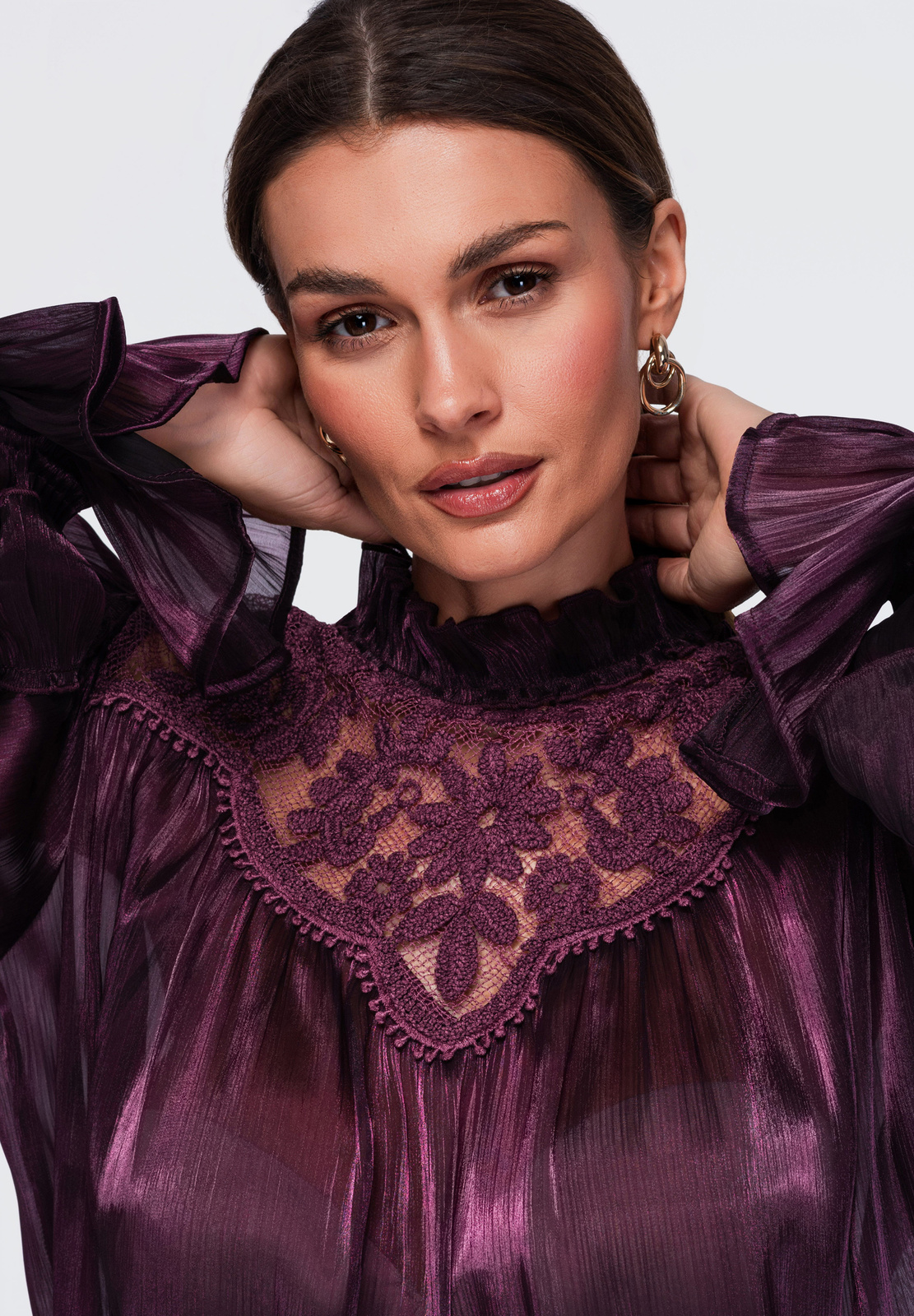 Ombre Clothing naiste pluus satside ja pitsdetailiga - Image 18
