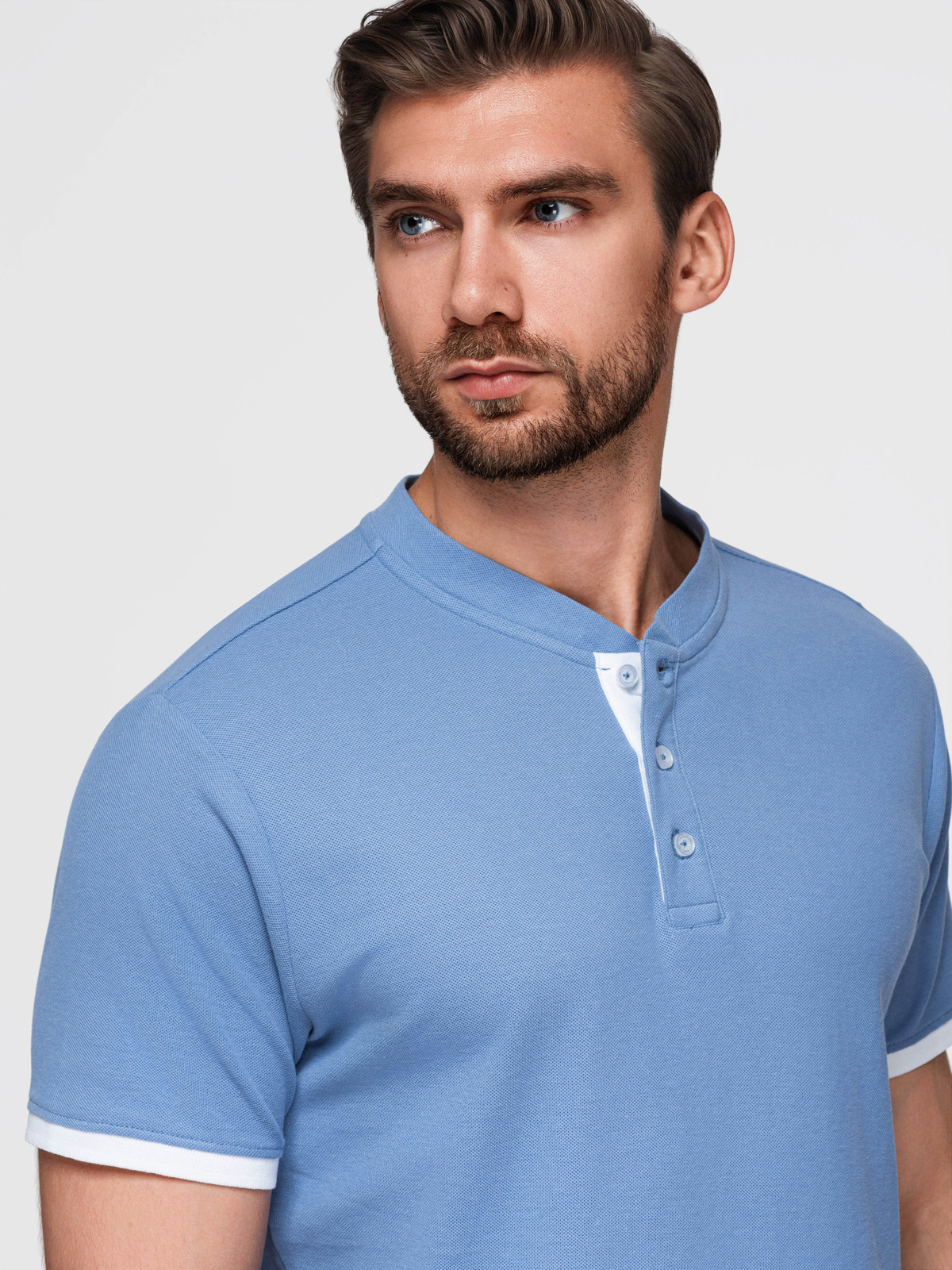 Meeste püstkrae ja nööpidega polosärk Ombre Clothing - Image 79