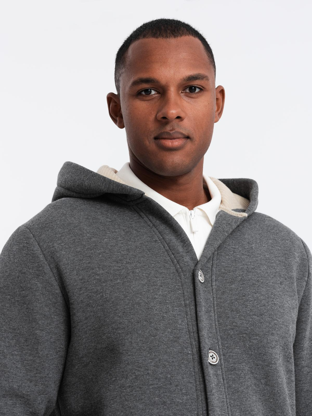 Meeste nööpidega kapuutsiga pusa Ombre Clothing - Image 2